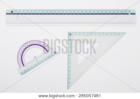 ruler metric at white background, top view
