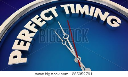 Perfect Timing Great Timeliness Clock 3d Illustration