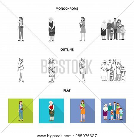 Vector Illustration Of Character And Avatar  Logo. Set Of Character And Portrait Stock Vector Illust