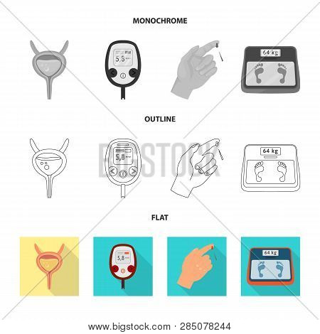 Vector Design Of Diet And Treatment  Symbol. Collection Of Diet And Medicine Stock Symbol For Web.