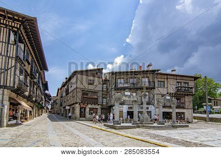 Alberca, Salamanca, Spain; June 2017: Streets And Buildings Of The Medieval Village Of La Alberca In