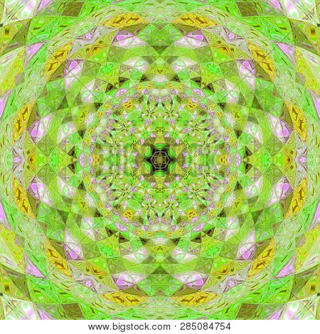 Green Star Mandala, Effect Tile In Green And Yellow Ligth Colors