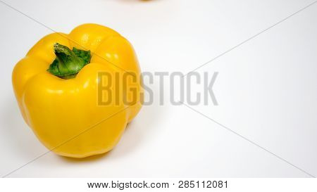 Bell Pepper Or Capsicum In White Background, Yellow, Red, Green Bell Pepper.