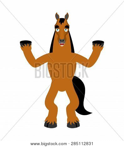 Horse Happy. Steed Merry Emotions. Hoss Joyful. Vector Illustration