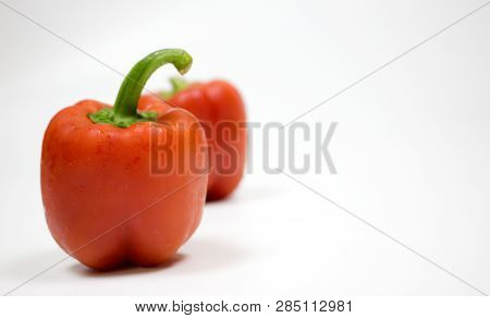 Bell pepper or capsicum in white background, yellow, red, green bell pepper.