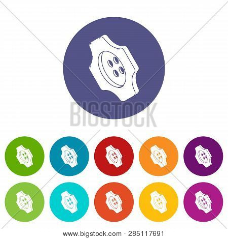 Cogwheel Clothes Button Icons Color Set Vector For Any Web Design On White Background