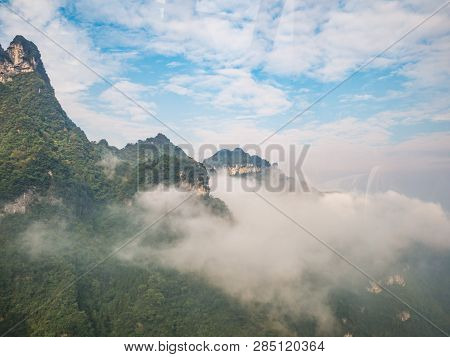 Beautiful Tianmen Mountain View From Cable Car To Tianmen Mountain.tianmen Mountain Cable Car The Lo