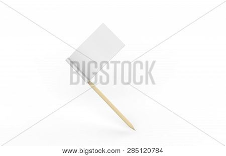 Toothpick Flag Mock Up On Isolated White Background, 3d Illustration