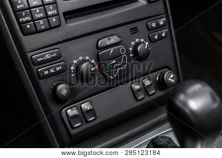 Novosibirsk, Russia - February 19, 2019:  Volvo Xc90,close-up Of The Dashboard, Adjustment Of The Bl