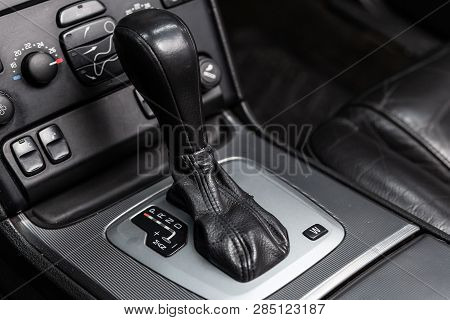Novosibirsk, Russia - February 19, 2019:  Volvo Xc90,close-up Of The Accelerator Handle And Buttons.