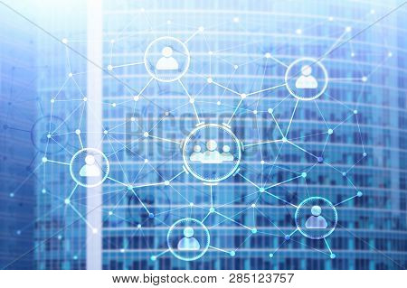 People Relation And Organization Structure. Social Media. Business And Communication Technology Conc