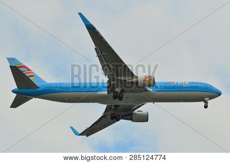 Bangkok, Thailand - Apr 21, 2018. A Boeing 767-300er Airplane Of Arkia - Israeli Airlines Landing At