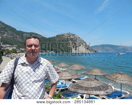 Marmaris, Turkey - June 10, 2016: Model Oleg Prokopenko On The Nature, Streets.