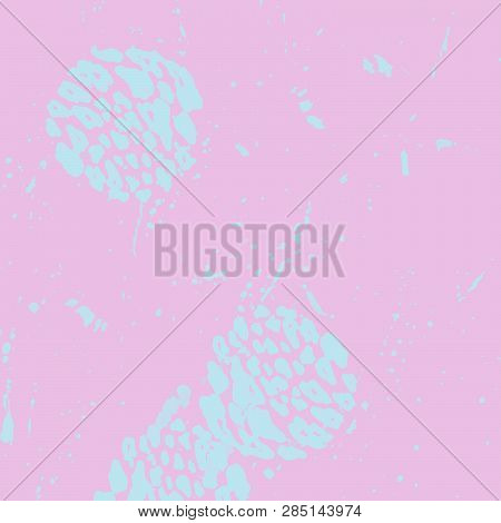 Pink Texture With Blue Splash. Light Pink Background. Abstract Aqua Blue Splash. Handmade Pattern.