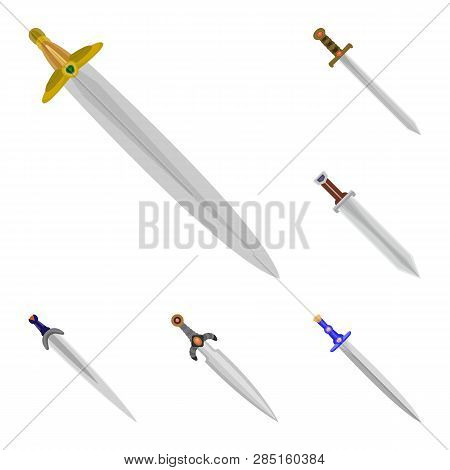 Vector Design Of Sword  And Dagger  Logo. Collection Of Sword  And Weapon Stock Vector Illustration.