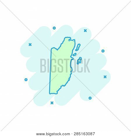 Vector Cartoon Belize Map Icon In Comic Style. Belize Sign Illustration Pictogram. Cartography Map B