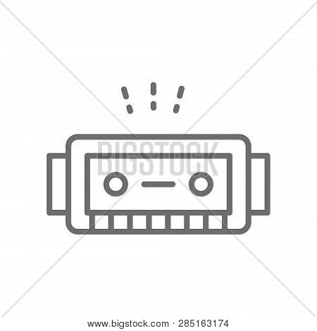 Harmonica, Music Instrument Line Icon. Isolated On White Background