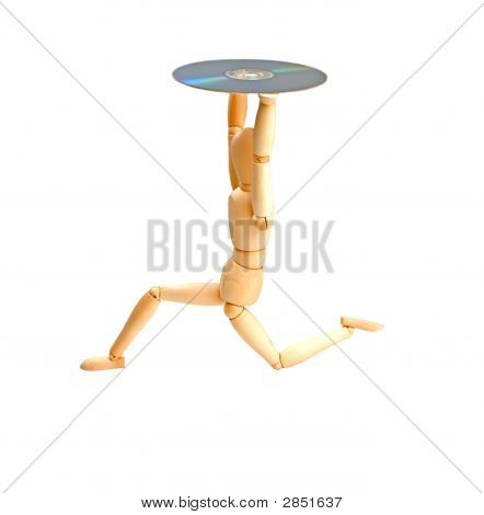 Dřevěný manekýn s Cd-Rom