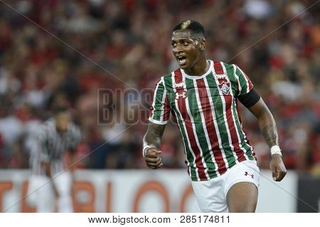 Rio, Brazil - February 14, 2019: Yone Gonzalez Player In Match Between Flamengo And Fluminense By Th