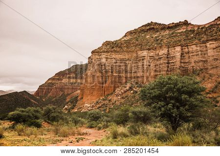 La Rioja, Argentina Reddish Eroded Rocks And Mountains.