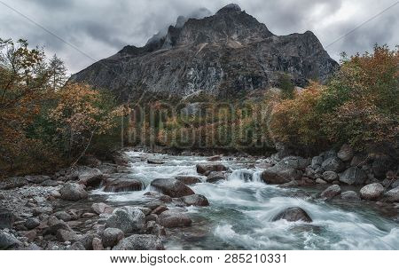 River Middle Sakukan In Kodar Mountains In Siberia, Transbaikalia