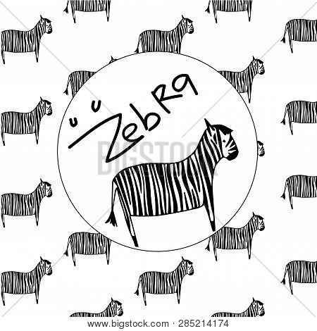 Zebra Pattern With White Background. Vector Illustration
