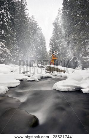 Mountain Bike In The Winter In The Mountains
