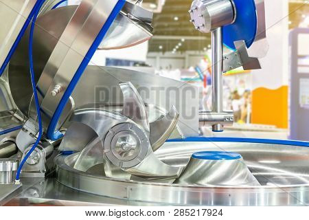 Close Up Ploughshare Or Blade And Detail Inside Of High Technology And Multipurpose Automatic Food M