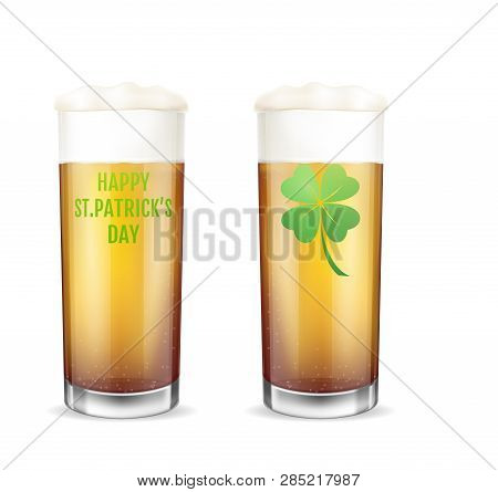 St. Patricks Day Concept. Realistic Beer Set.