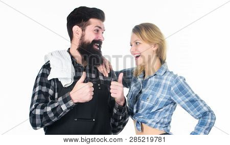 Couple In Love Getting Ready For Barbecue. Picnic And Barbecue. Man Bearded Hipster And Girl Ready F