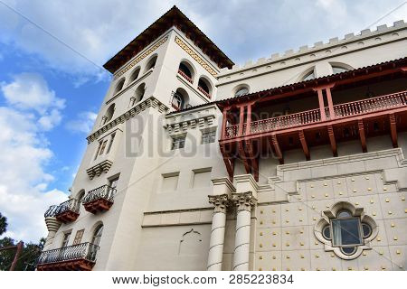St. Augustine, Florida. January 26 , 2019. Top View Of Casa Monica Spa & Hotel.