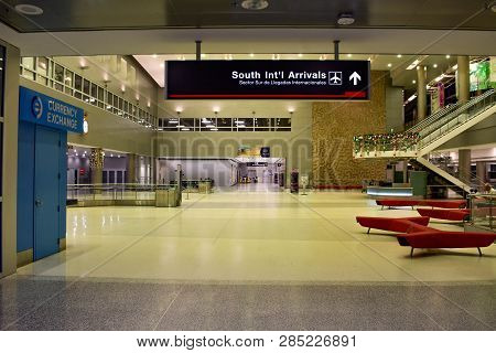 Miami, Florida. January 05, 2019. South International Arrivals Sign  At Miami International Airport.