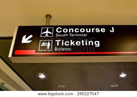 Miami, Florida. January 05, 2019. Concourse J In South Terminal At Miami International Airport .