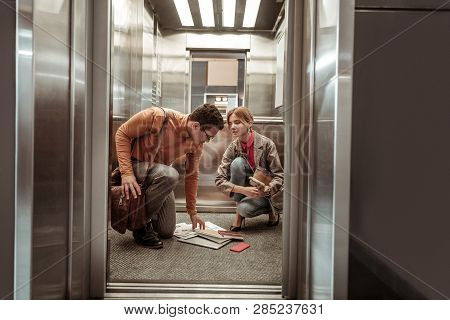 Blonde-haired Wife Feeling Thankful While Her Man Helping Her