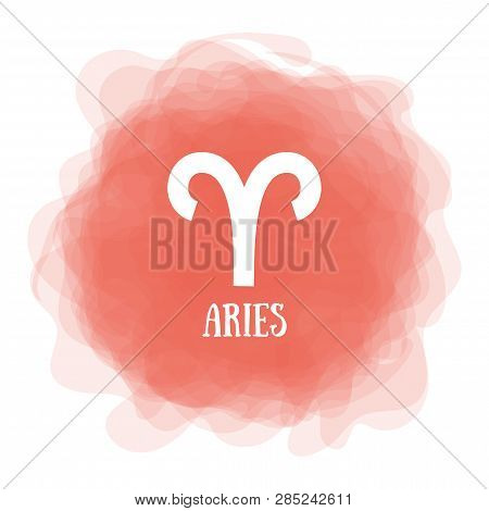 Aries. Zodiac Sign. Astrological Calendar. Zodiacal Color Vector Horoscope. Smoky Circle. Line Symbo