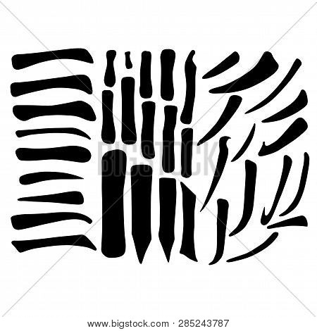 Main Chinese Hieroglyphs Calligraphy Graphic Symbol Colored Element Set (the Horizontal, Vertical Li