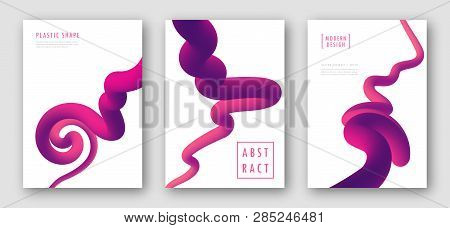 Liquid Colorful Shapes. Trendy Abstract Backgrounds. Futuristic Design Posters With Pink Gradient Wa