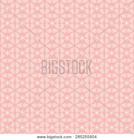 Vector Pretty Seamless Pink Floral Geometric Repeat Pattern. Abstract Geometric Background Design