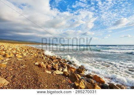 Cyprus - Mediterranean Sea Coast. Lara Beach In Paphos District.