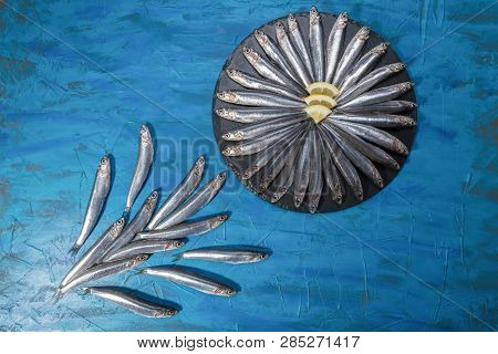 Fish Sprats At The Fish Market. Fresh Organic Fish.