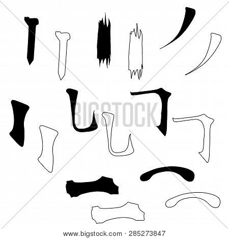 Main Chinese Hieroglyphs Calligraphy Graphic Symbol Colored Element Set (vertical, Horizontal, Hook 