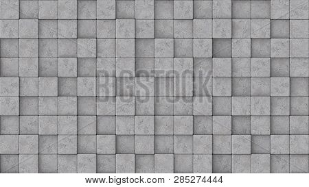3d Rendered Concrete Blocks At Different Heights.