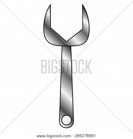 Cartoon Metal Wrench Icon On White Background