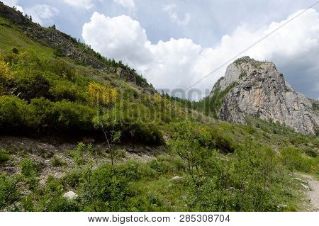 Mountain Landscape By The River Chuya, Altai Republic, Siberia, Russia