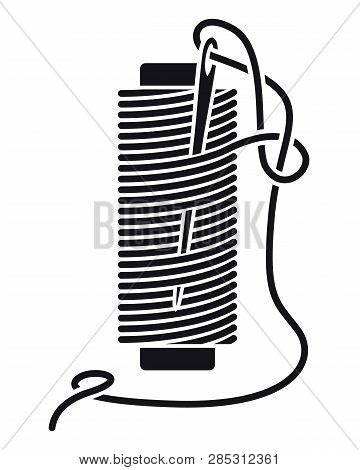 Icon Sewing Thread On Spools. Vector Isolated Coil. Silhouette