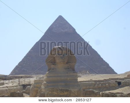 Sphinx en piramide, Giza, in de buurt van Cairo, Egypte