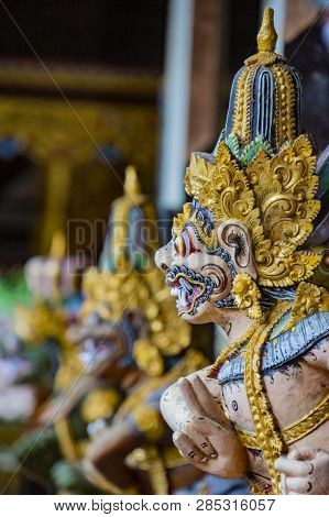 Statues At The Gunung Kawi Sebatu Temple, Ubud, Bali, Indonesia. The Temple Complex Is Located Withi