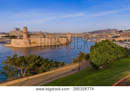 Fort in Vieux Port - Marseille France - nature and architecture background