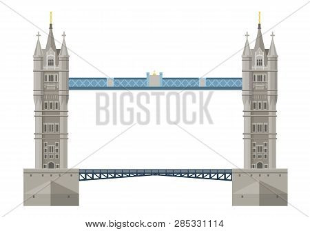 Traditional London Bridge Tower Bridge. Swing Bridge Over River Thames.