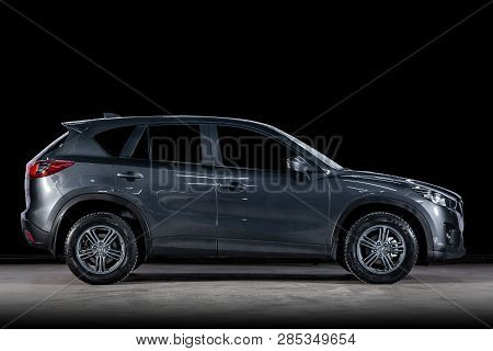 Novosibirsk, Russia - February 19, 2019:  Mazda Cx-5, Side View. Photography Of A Modern Car  On A P